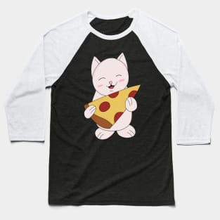 Cat Pizza Time Baseball T-Shirt